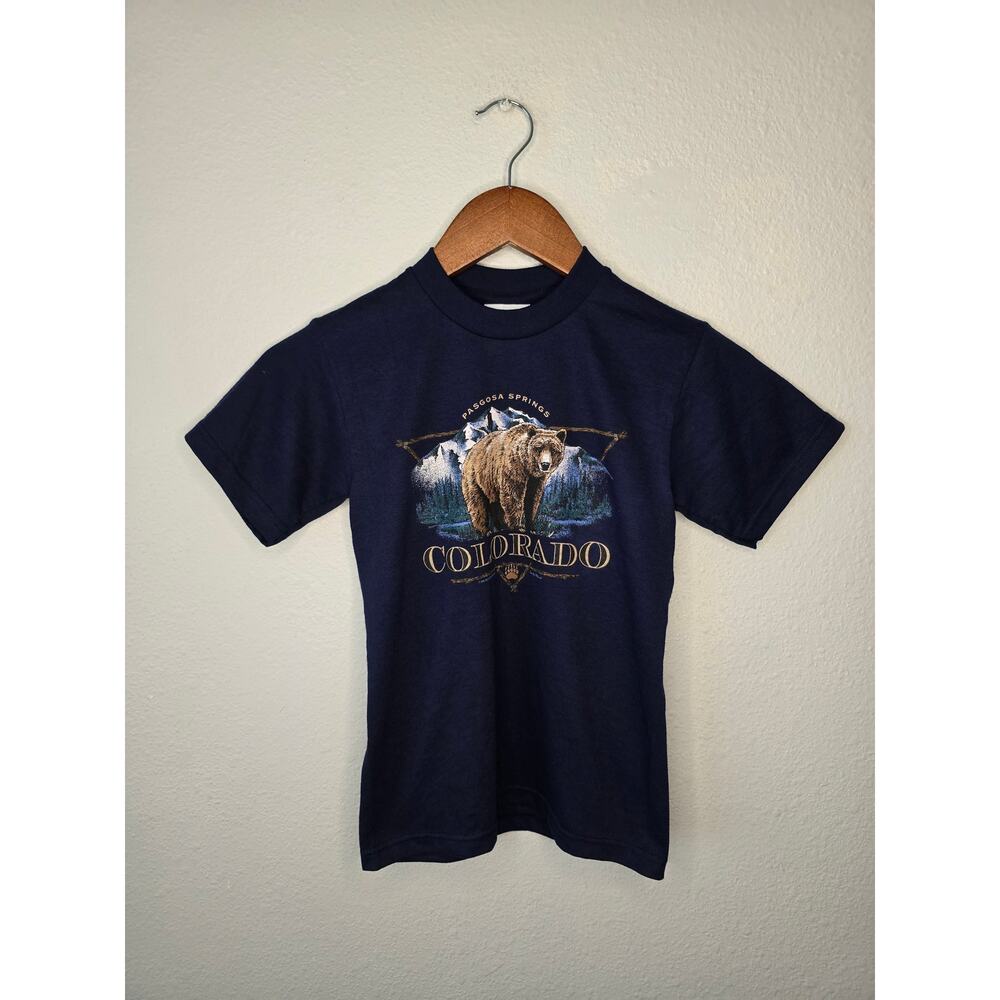Vintage Colorado Shirt Youth Small Jerzees Bear Pagosa Springs Blue Tee